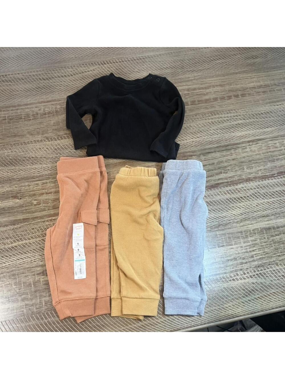 Garanimals baby boy bundle - 3 pants/1 LS bodysuit - 9M